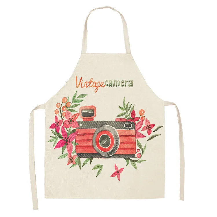 

Heart Pattern Apron Simple Pink Gold Cotton Linen Aprons Red Lips Pattern Home Cooking Baking Apron Coffee Shop Cleaning Apron
