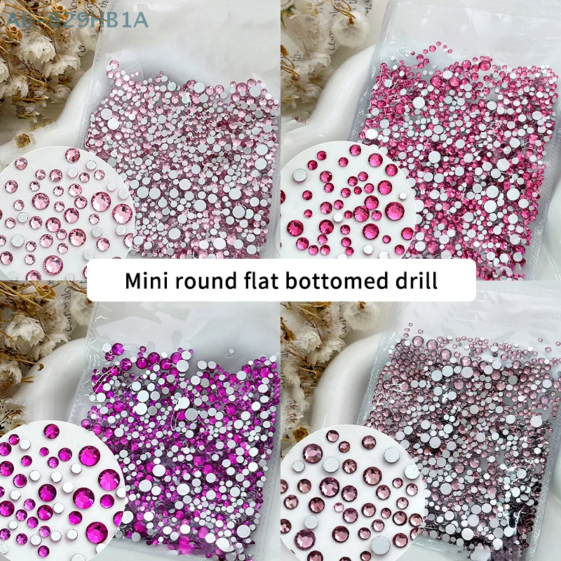 1440 шт. круглые блестящие стразы без горячей фиксации для маникюра серебряные с