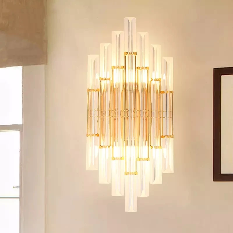 

Светильник с кристаллами, роскошный настенный светильник для дома, гостиной, бронзовый светильник для коридора, отеля