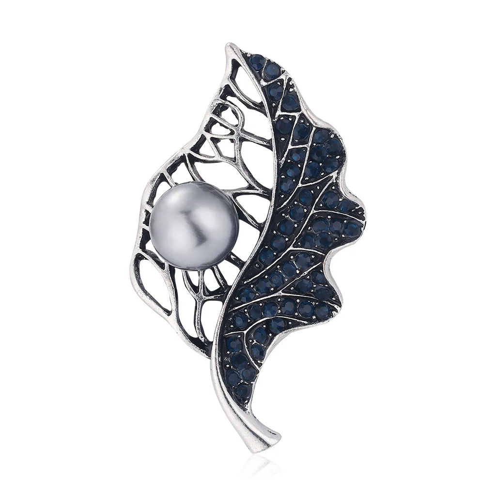 

Pearl Leaves Brooches Women Rhinestone Flower Party Casual Office Daily Clothing Plant Brooch Pins Gifts