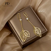 k pop a new autumn leaf tassel earring fashion design creative hollow out leaf long temperament female earrings