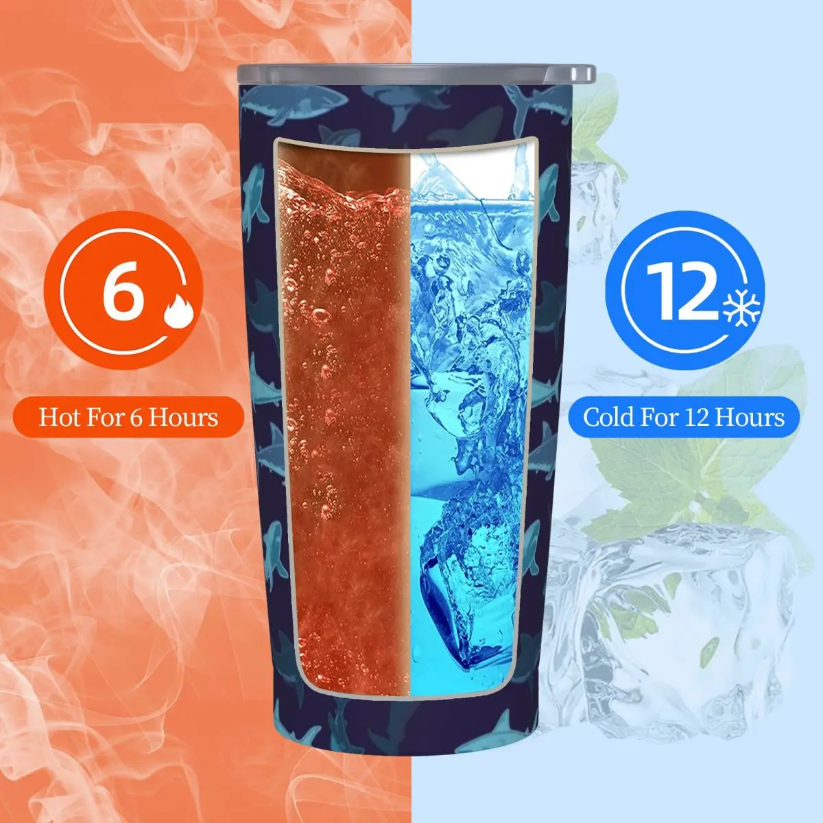 Стакан из нержавеющей стали кружки с синими акулами чашка соломинкой