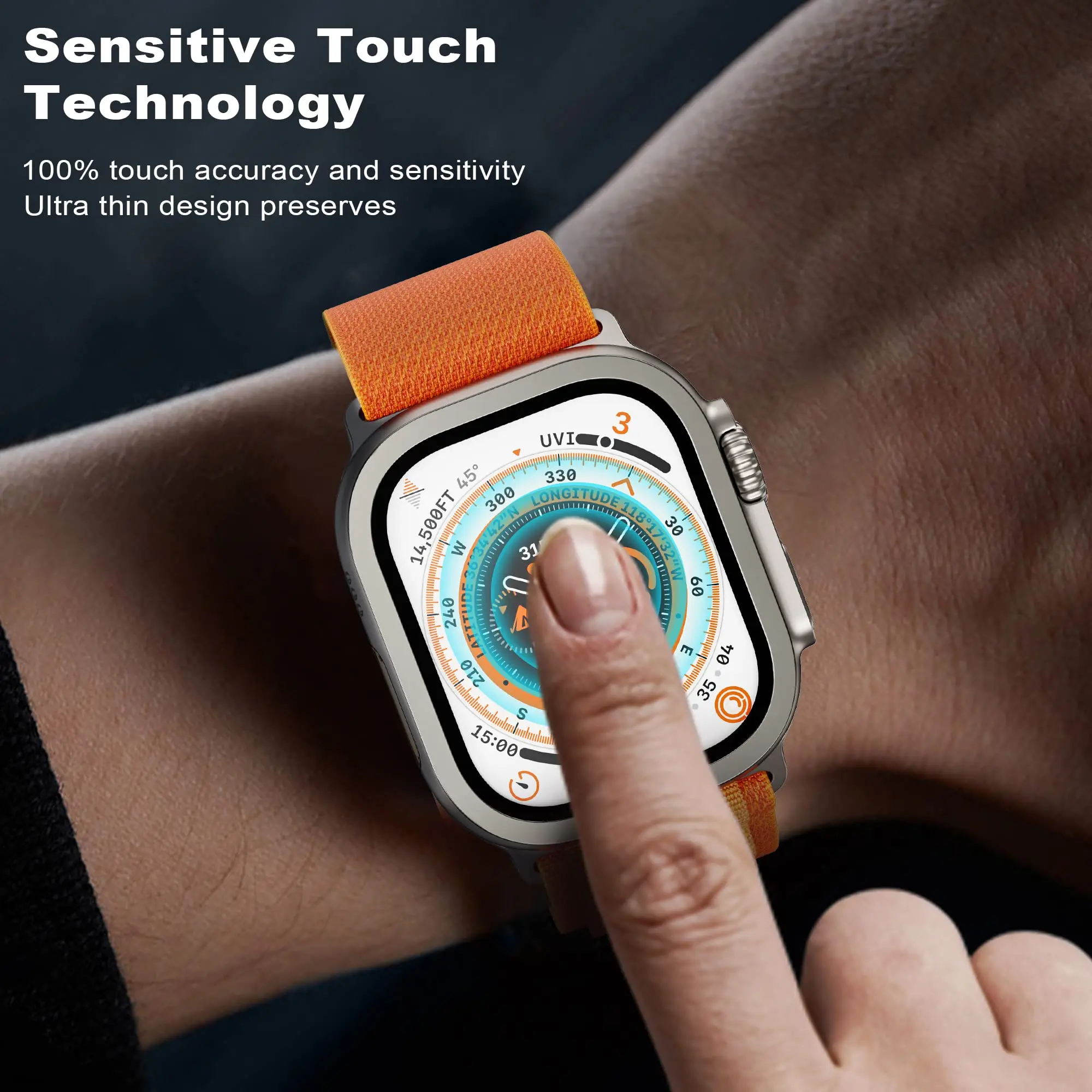 Фото Закаленное стекло для Apple Watch Ultra 2 49 мм протектор экрана Anti-Scratch HD Full Film Metal Bumper iWatch Ultra 49 мм аксессуар №5
