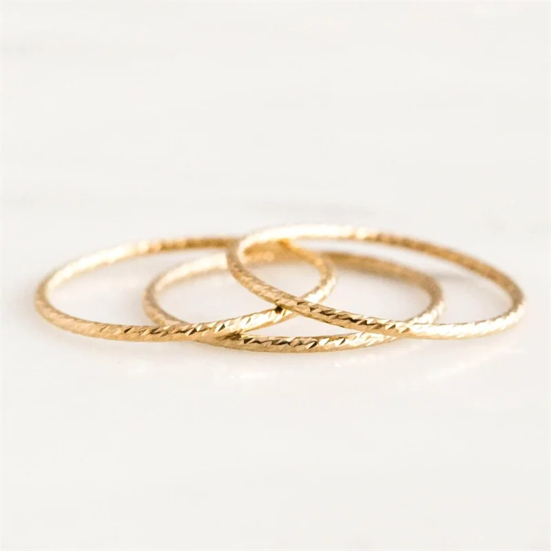 14K Gold Filled Sparkle Stacking Ring Minimalism Jewelry Knuckle Ring Hypoallergenic Jewelry Tarnish Resistant Rings