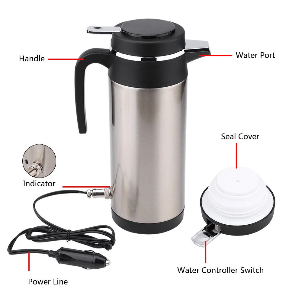 Автомобильный вакуумный изолированный чайник быстрый нагрев нержавеющая сталь