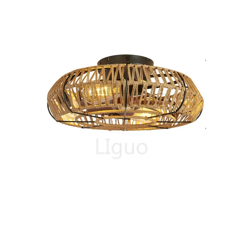 Веревочная лампа ручной работы с потолочными вентиляторами постоянный ток 85-260 в