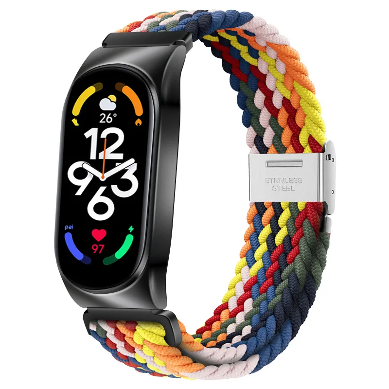 Bracelet for Xiaomi Mi band 6 7 NFC Strap Elastic adjustable Nylon Braided solo loop Miband4 miband 5 correa Mi band 5 6 strap