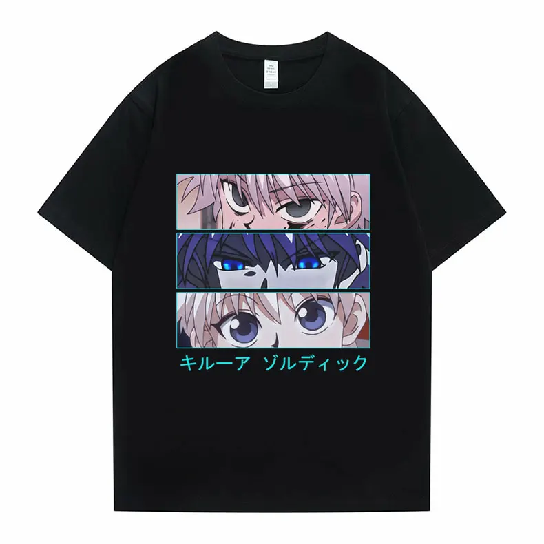 

Anime Hunter X Hunter Kurapika Tshirt Killua Zoldyck Eyes Print Tees Unisex Loose T-shirt Men Women Casual T Shirt Short Sleeve