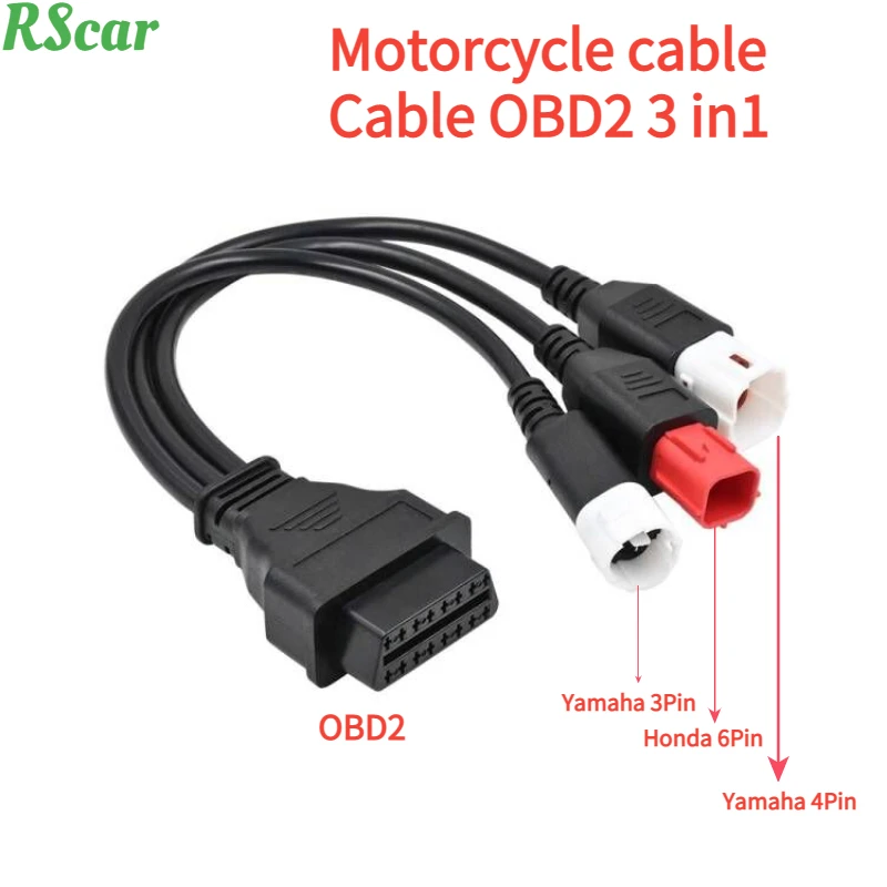 Новый адаптер 3 в 1 для мотоцикла Yamaha 3pin/4pin для Honda 6pin OBD диагностический CAN-шина соединительный кабель OBD2 3 в 1 Штекерный кабель