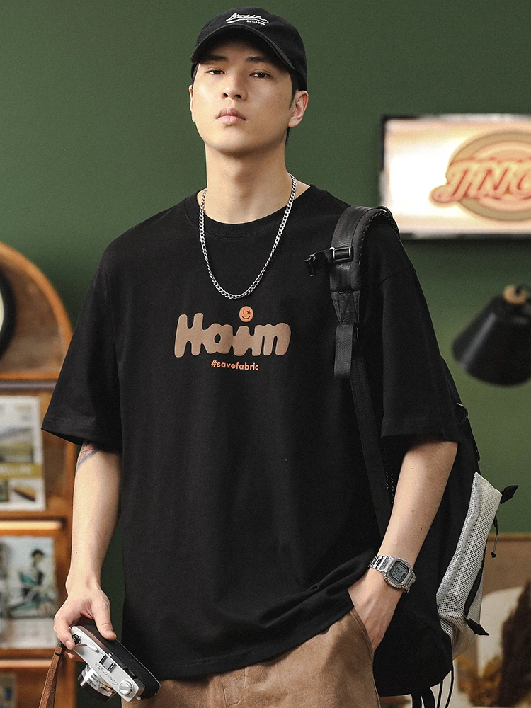 Футболка мужская из чистого хлопка с коротким рукавом свободного покроя