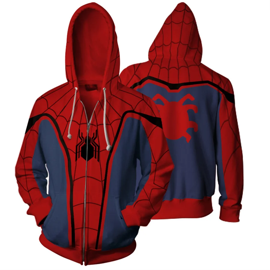 【 Quality health cloth 】Marvel Spiderman Child Adult zip-up coat Spider Peripheral 3D digital print man Sweatshirts and hoodies