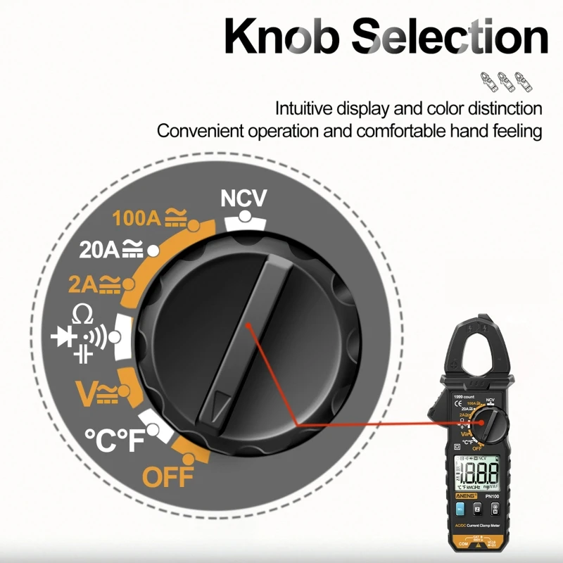 

X37E Digital Clamp Meter 1mA AC/dc Current Pocket True RMS Auto-Ranging Meter NCV Function Capacitance Ohm Diode Voltage Test