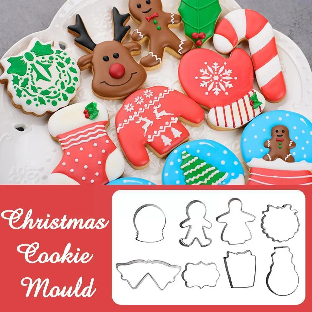 

1pc Christmas Cookie Mould Gingerbread Man/tree/snowflake Sainless Steel Biscuit Cutters For Christmas Diy Baking Supplies M0f9