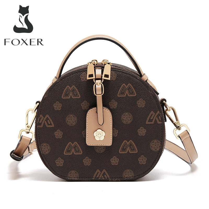 

FOXER Brand PU Leather Women's Shoulder Bag Fashion Lady Crossbody Bag Girl's Monogram Messenger Bag PVC Circular Small Handbags