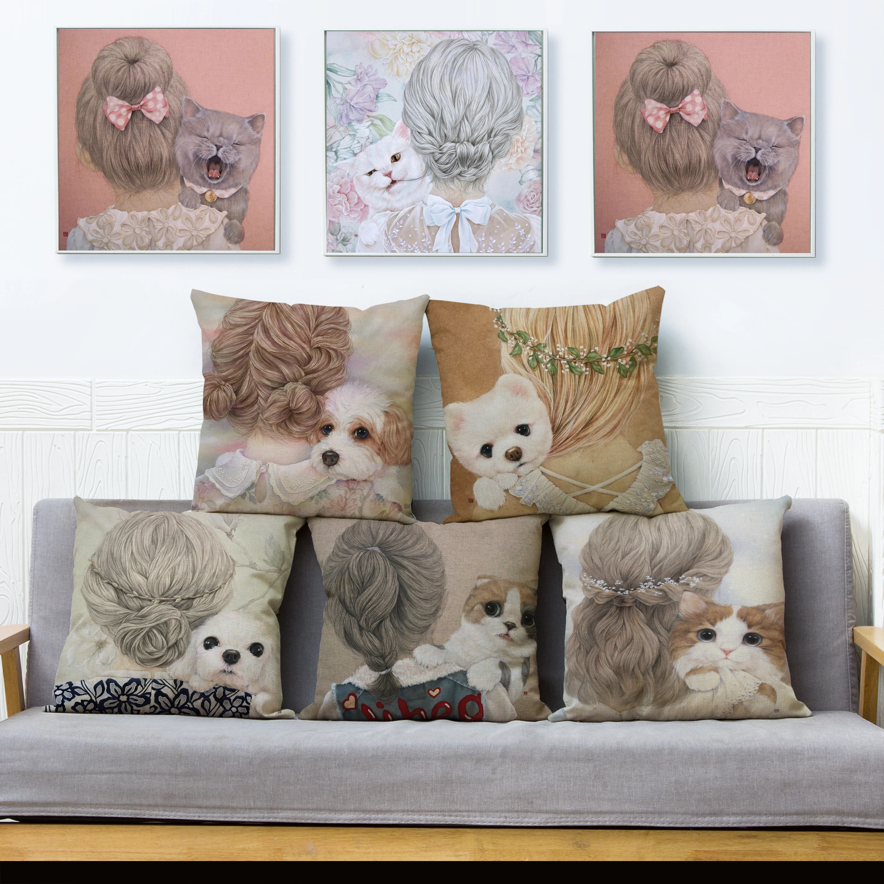 

Детская декоративная наволочка для подушки в виде милой девочки