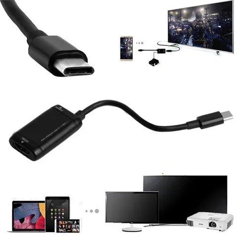 1 шт. черный адаптер USB-C Type-C к HDMI-совместимый адаптер USB 3,1 кабель для MHL Android телефона планшета USB3.1 C к HDMI-совместимый адаптер
