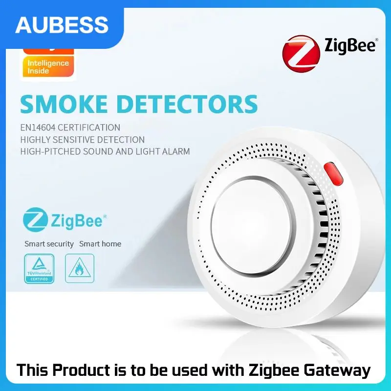

App Push Notifications And Control Sound Alarm Zigbee Smoke Detector Safety Prevention Tuya Smart Real-time Monitoring