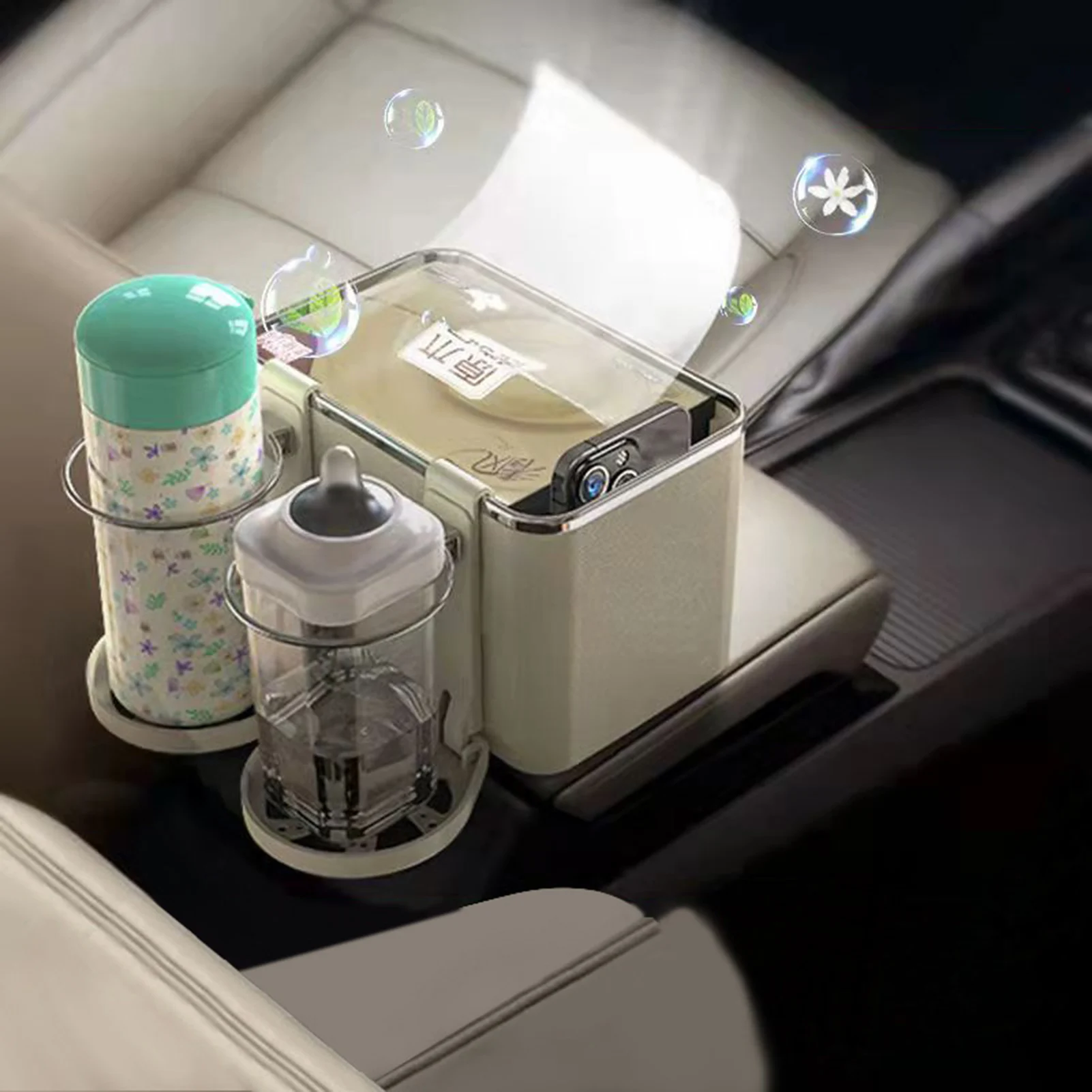 

Cup Holder With Storage Box | Multifunctional Portable Storage Organizer For Car | Universal Auto Accessories