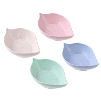 4pcs leaves shape seasoning dish kids bowl wheat straw soy sauce plate rice bowl plate tableware food container