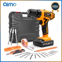aimo 12v16v21v cordless drill portable electric screwdriver dc li ion battery power tools drilling tool set cordless drill