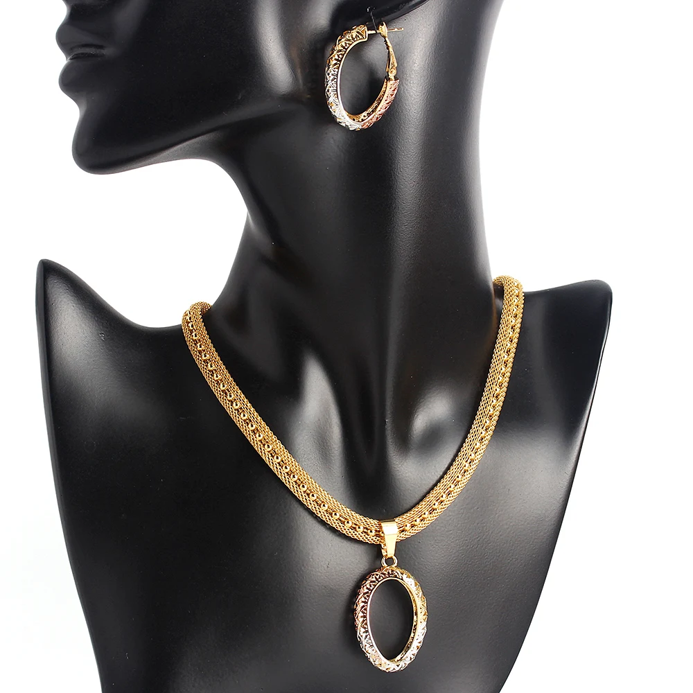 

Dubai African Jewelry Set For Women Nigerian Costume Bride Jewellery Set Fashion Wedding Earrings Pendant Necklace Party Gift