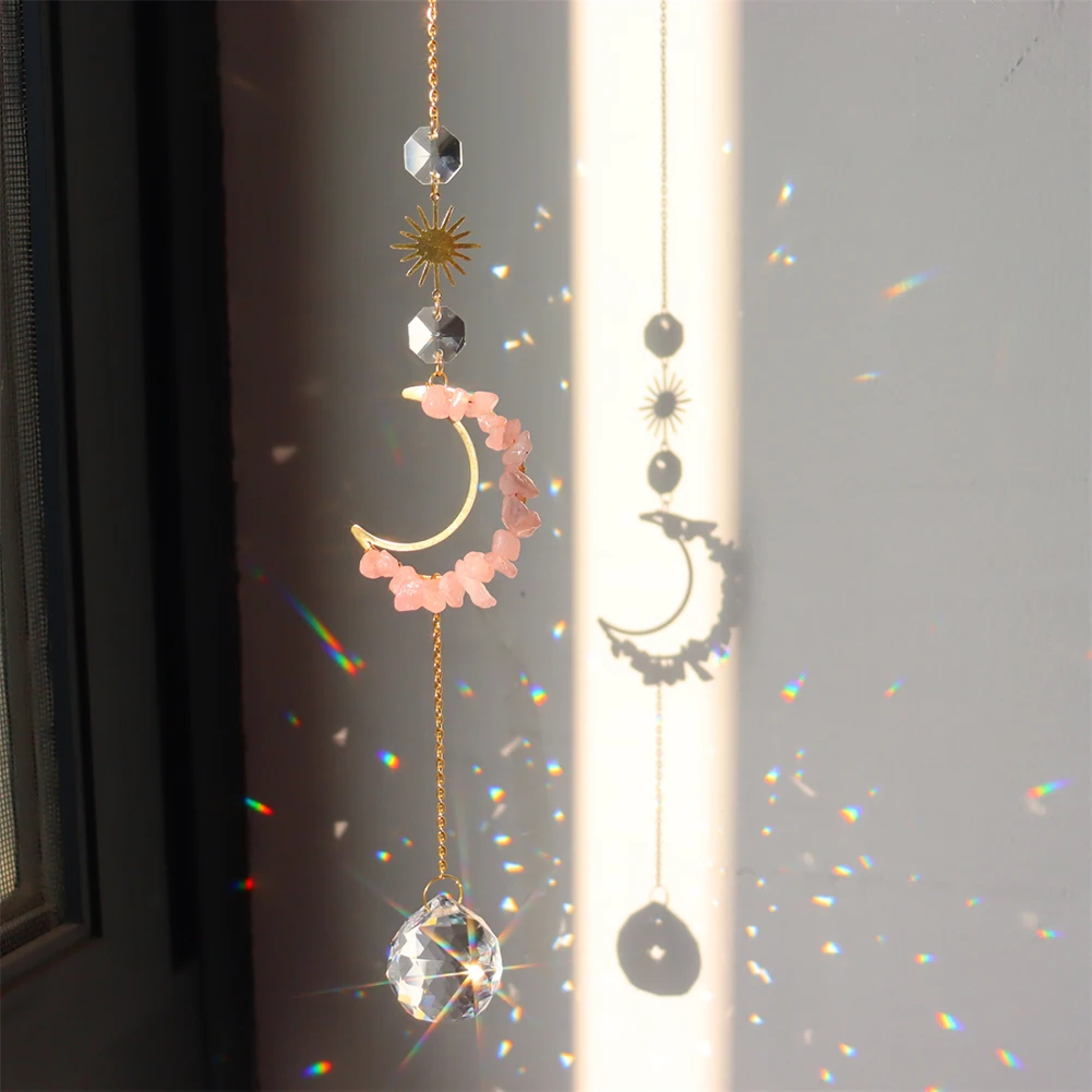 

Crystal Light Jewelry Diamond Wind Chime Moon Flower Crystal Dream Catcher Silver Metal Series Gifts for Children