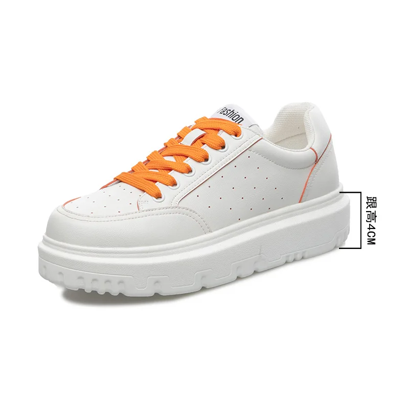 

Женские кожаные туфли, маленькие белые, на толстой подошве, свободные, в Корейском стиле, для досуга, спортивная обувь для женщин, весна-осен...