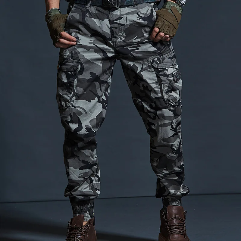 

High Quality Khaki Casual Pants Men Military Tactical Joggers Camouflage Cargo Pants Multi-Pocket Fashions Black Army Trousers