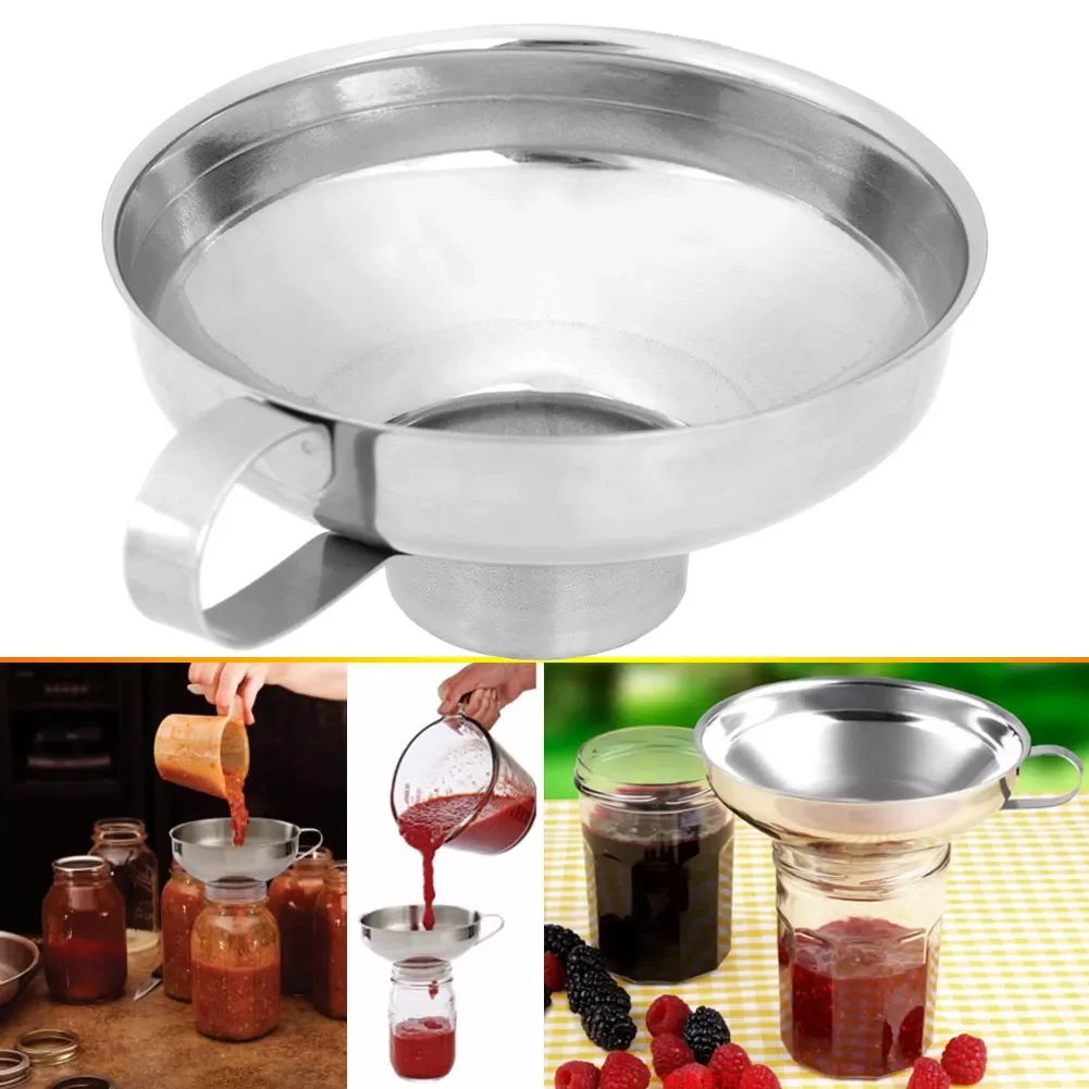 

Stainless Steel Wide Mouth Canning Funnel Hopper Thick Salad Dressing Funnel Wide-Mouth Can for Oil Wine Kitchen Cooking Tools