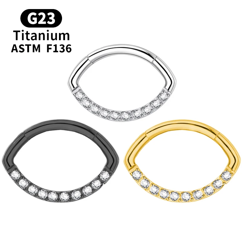 

G23 Titanium Ear Piercing Tragus Nose Ring Hoop Clicker Helix G23 Cartilage Earrings Segment Zircon Hinge Charming Body Jewelry
