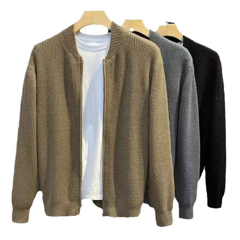 Мужской свитер-кардиган с двойной молнией осень-зима 2023 простой универсальный