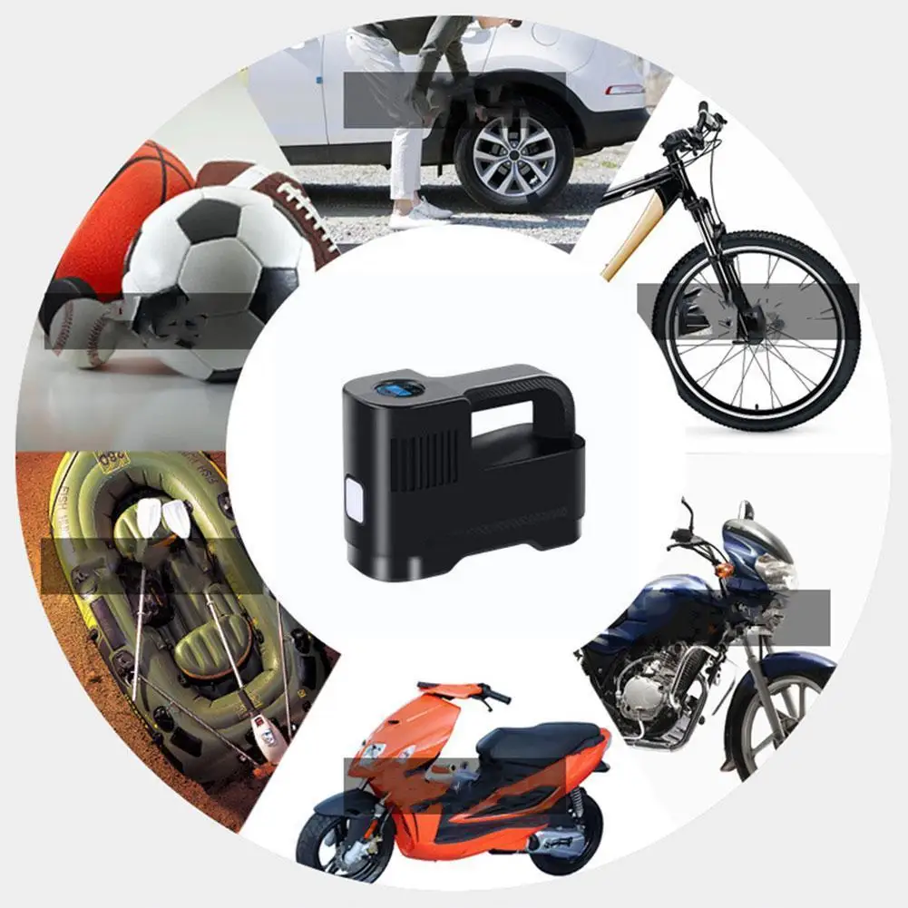 

Портативный беспроводной умный автомобильный воздушный насос 120 Вт, электрический светильник, быстрая помпа, воздушный насос с электрическ...