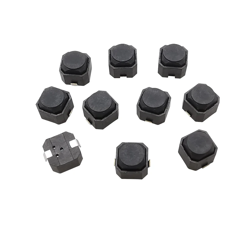 

Тактильный переключатель, 10 шт., 6x6x5 мм, 2 контакта, тихий тактовый переключатель, сенсорные переключатели, поверхностного монтажа, черный, 6*6*5 мм, тактильный переключатель