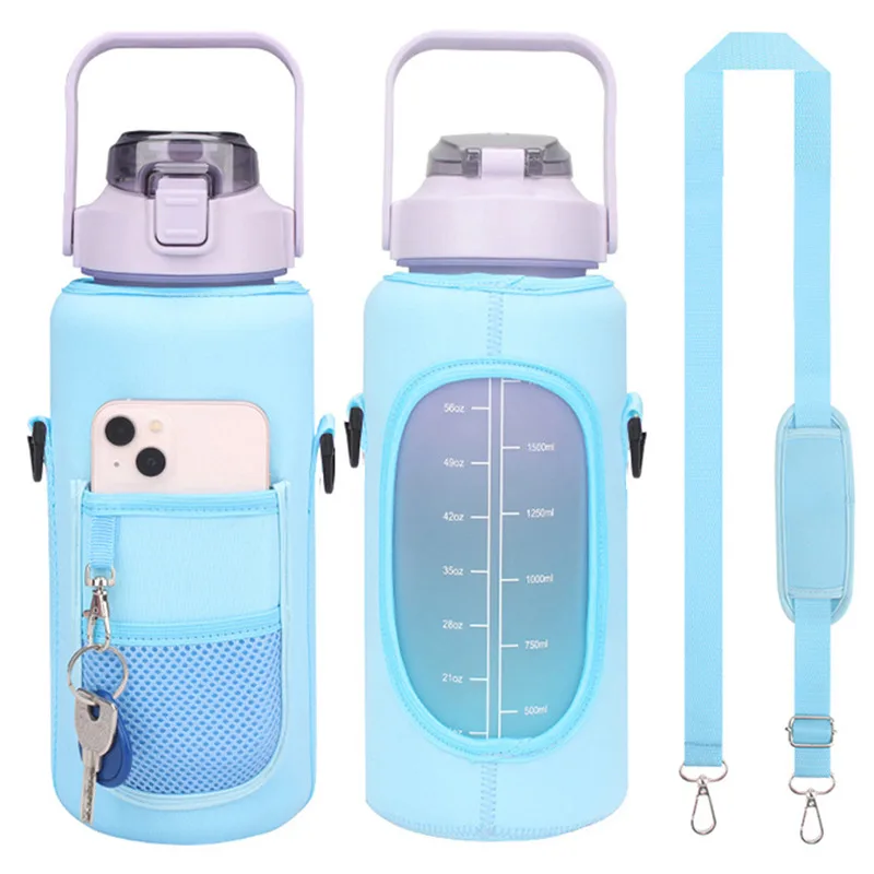 2L Water Bottle Covers Large Capacity Motivational Water Bottles Holder Bag Thermos Sleeve Drinkware Accessories（ Only Sleeve）