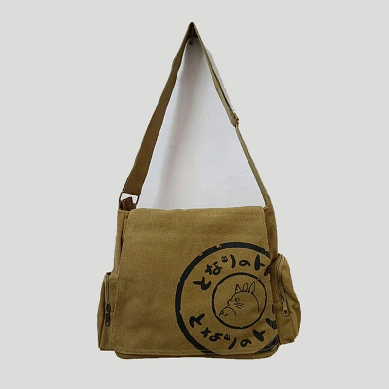 Large Capacity Cartoon Printing Totoro Canvas Messenger Bag Japanese Style Schoolbag 2023 New Fashion Solid Casual Tote Durable