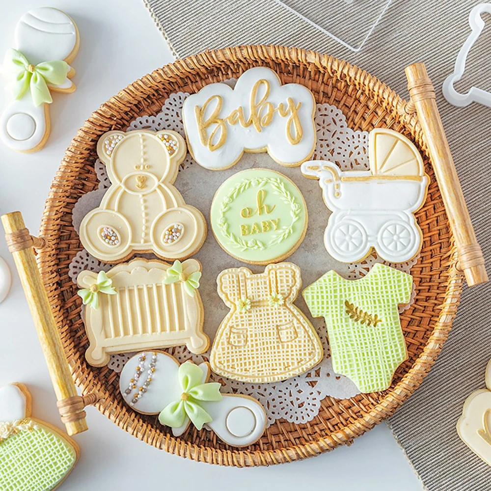 

Baby Shower Cake Decorating Tools Cookie Press Stamp Embosser Biscuit Cutter Fondant Sugarcraft Cookie Cutters Mold Cake Mould