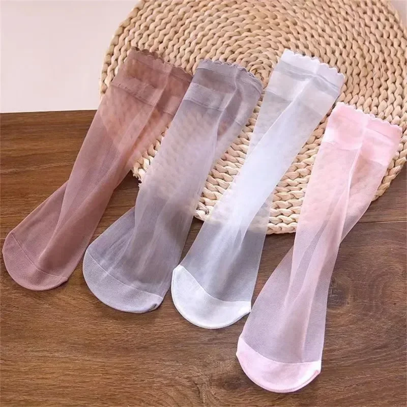 10 Pairs Women Summer Crystal Silk Socks Ultrathin