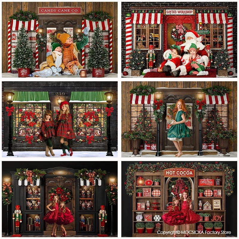 Рождественская игрушка Медведь Фон для фотосъемки Конфеты Подарочный магазин