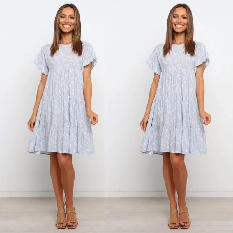 

AliExpress2022New Short Sleeve Stitching Dress
