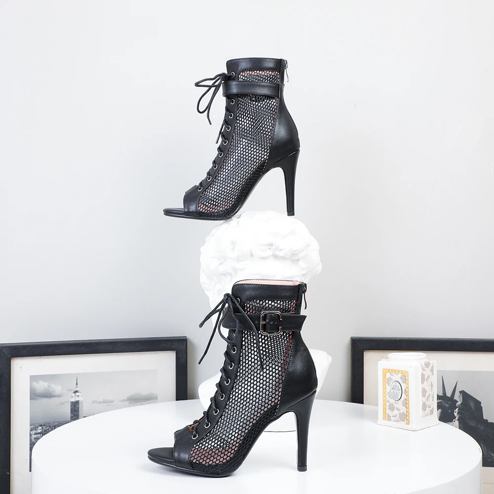 Women's Stilettos Dance Shoes High Heels Plus Mesh Boots Fish MouthThin Dancing Shoes For/Ladies Girl's Large Size 33-46 Outdoor