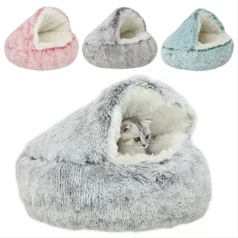 

Plush Pet Cat Bed Round Cat Cushion Cat House 2 In 1 Warm Cat Basket Pet Sleep Bag Cat Nest Kennel For Small Dog Cat dog bed