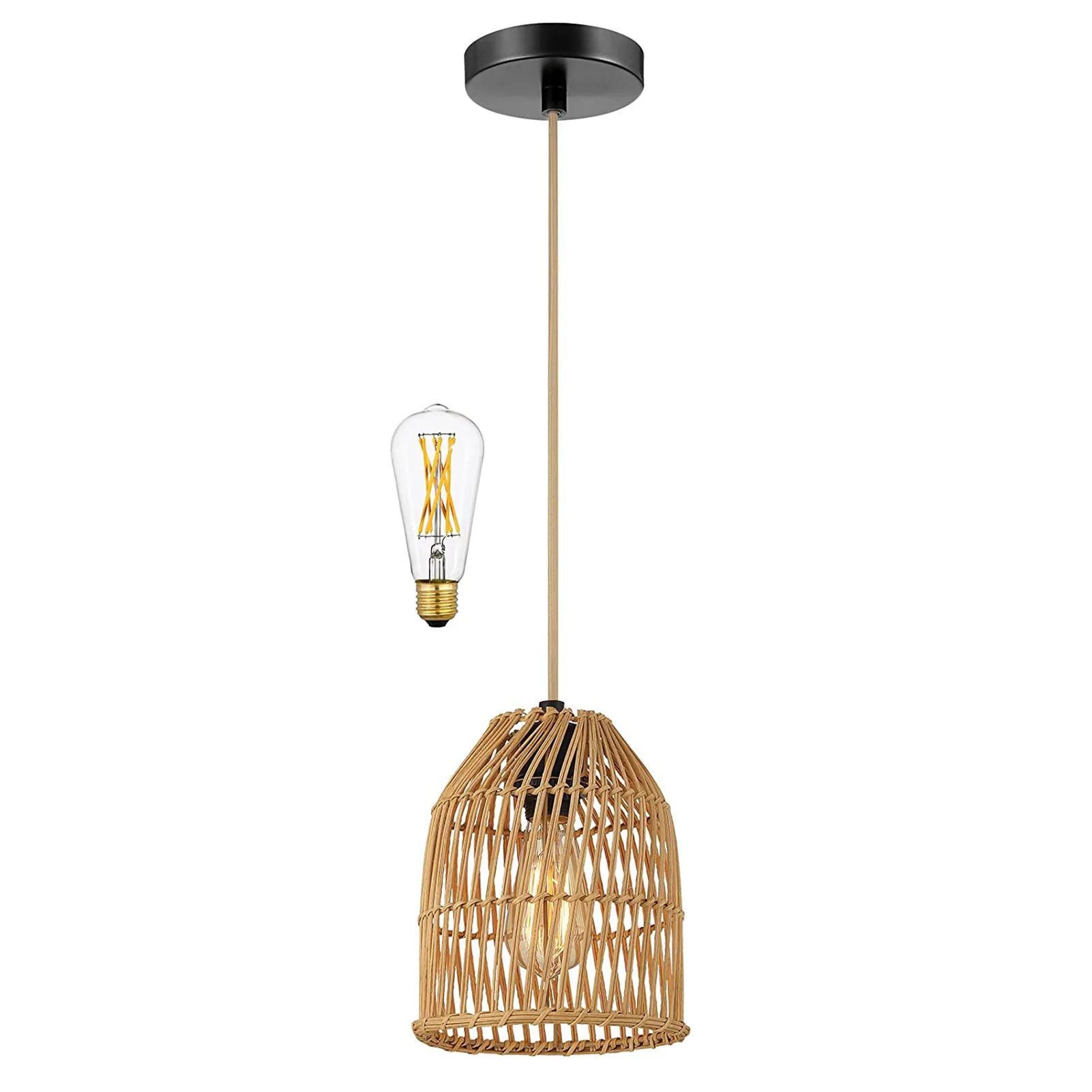 

Retro Pendant Lights Rattan Woven Lamps For Dining Room Pendant Lamps Included Bulb For Restaurant Living Room