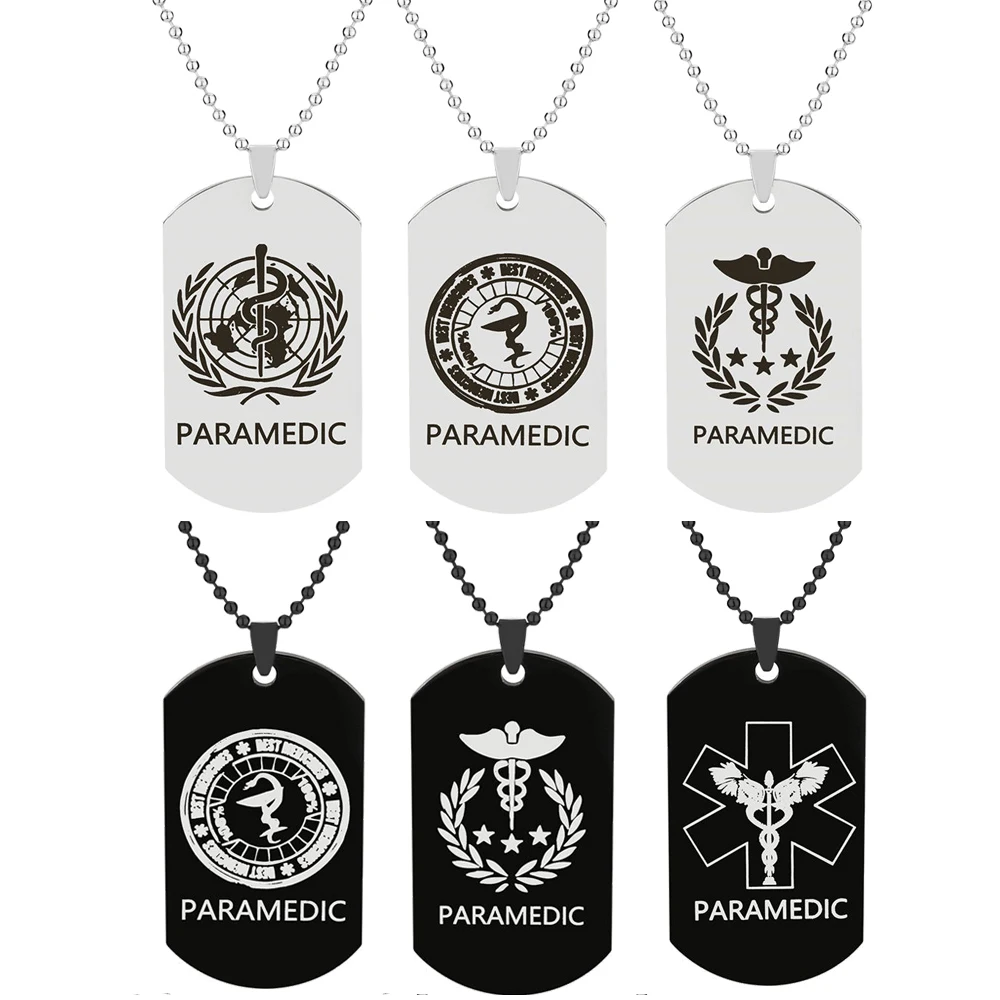 

Emergency Medical Technician Paramedic Symbol Logo Pendant Necklace Stainless Steel Star of Life EMT Sign Jewelry Gift