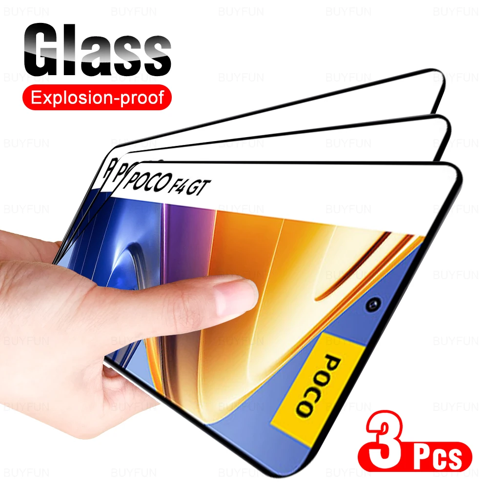 

Защитное стекло, закаленное стекло для Xiaomi Poco X3 X4 X2 GT NFC Pro F4 F3 F2 Pocophone F1 Global M4 M3 M2, 3 шт.