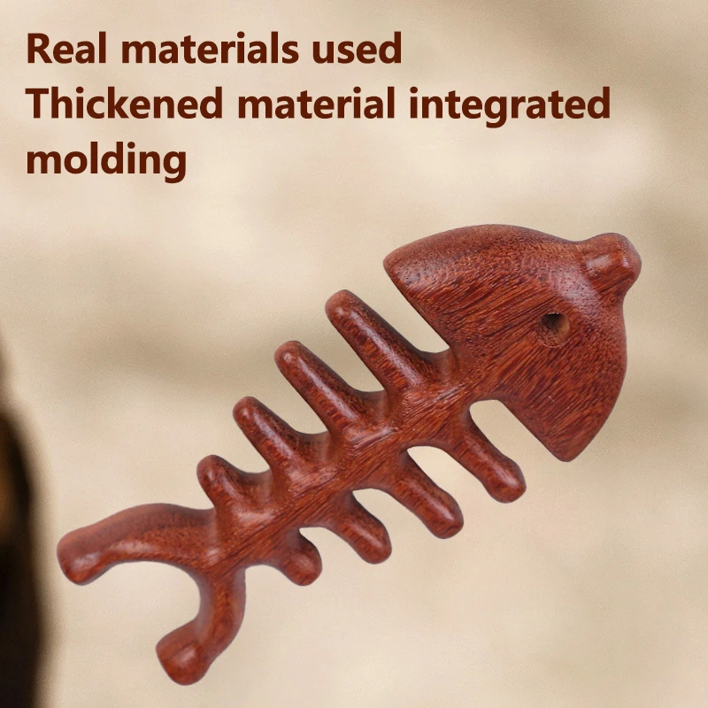 Деревянная массажная расческа в форме рыбьей кости массажер меридиана