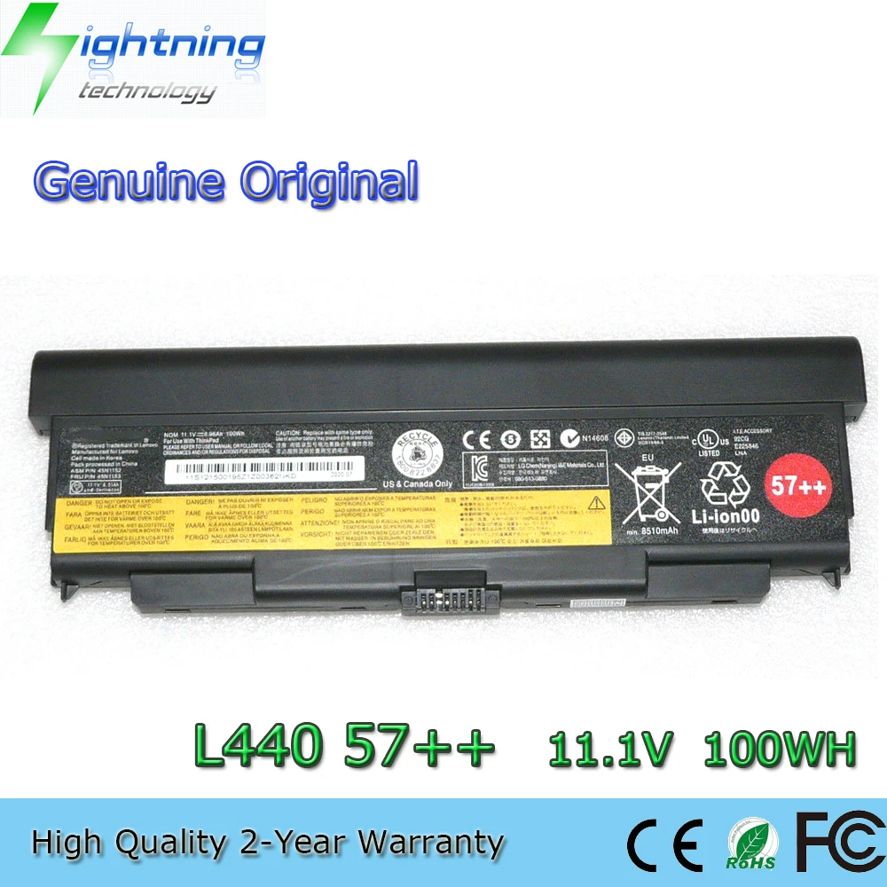 

New Genuine Original 45N1152 11.1V 100Wh Laptop Battery for Lenovo Thinkpad 57++ W540 T540P T440P L440 45N1769 45N1779
