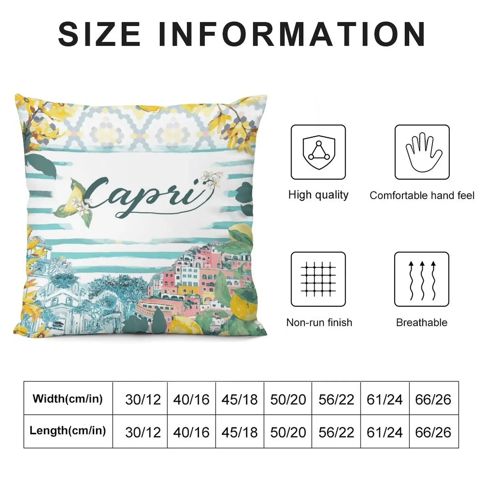 Capri Sprrento Positano - Италия художественный постер Декоративная подушка Роскошная