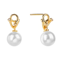 poulisa 8mm pearl 925 sterling silver drop earrings moissanite s925 ball drops dangle earrings 18k plated hypoallergenic women