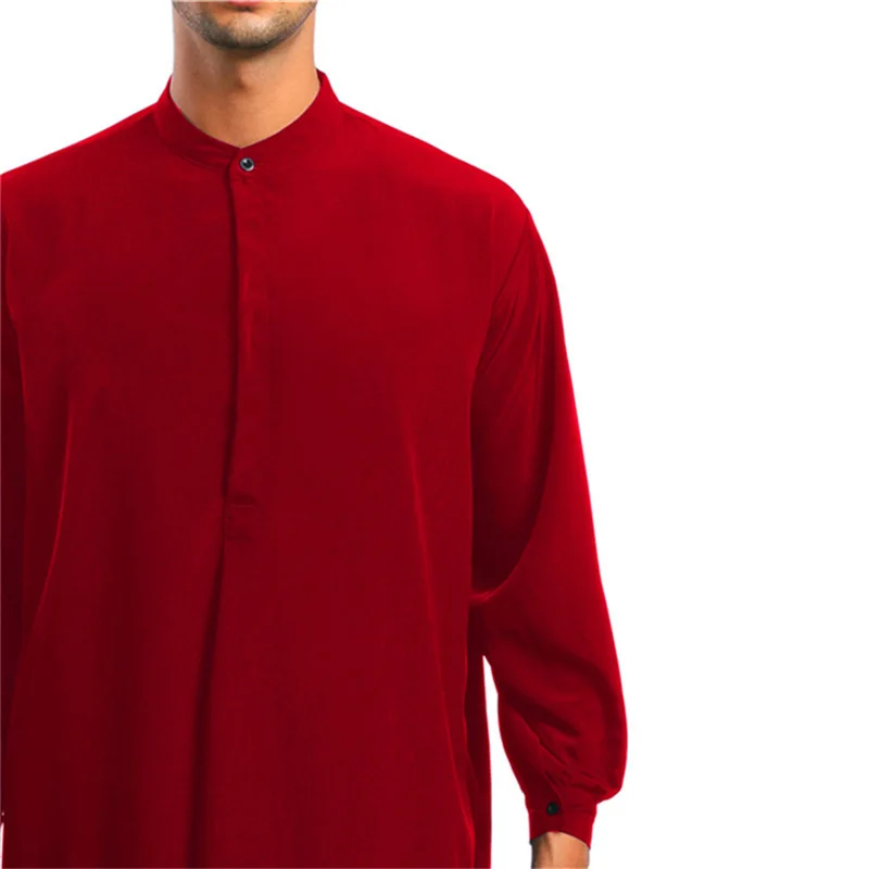 Thobe Jubba Kurta Men Abaya Dubai Islamic Shirts Top Long Sleeve Robe Saudi Arab Arabia Homme Kaftan Arabe Muslim Dress Clothing images - 6