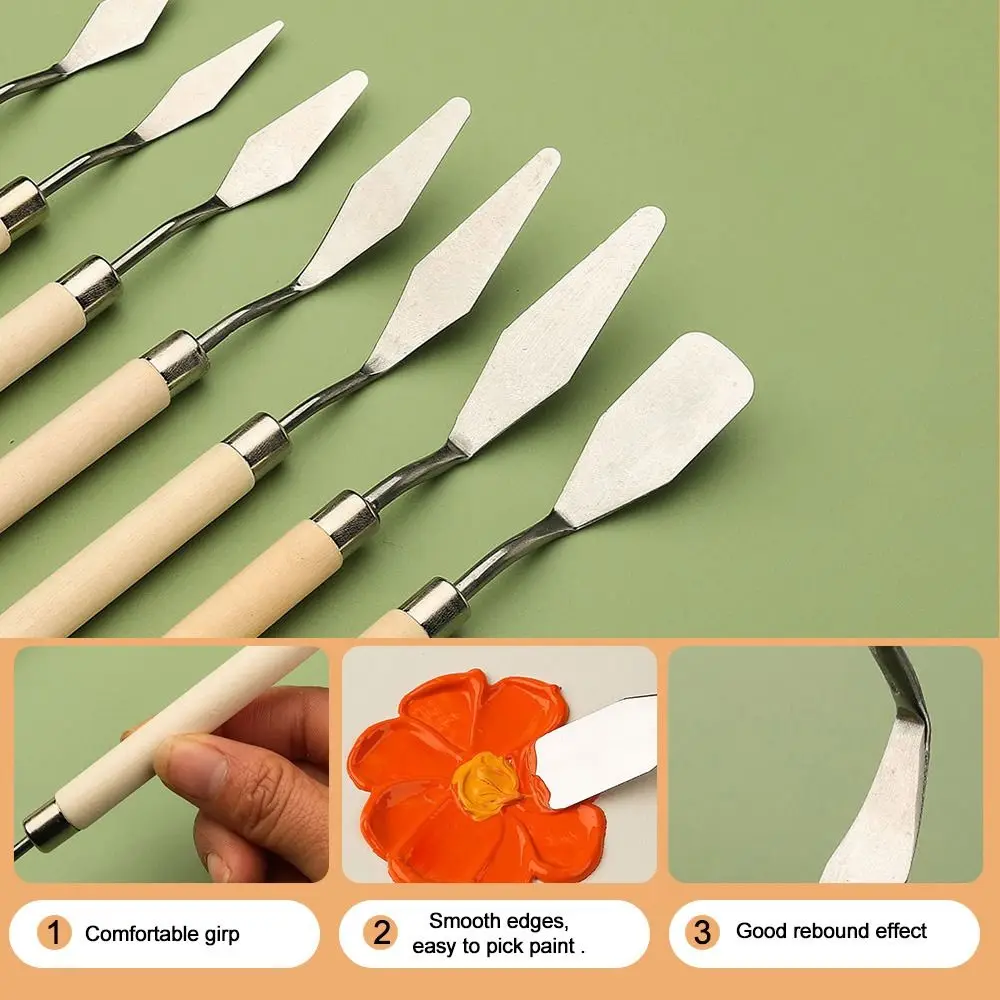 

7PCS Spatula Oil Painting Stainless Steel Mixing Knife Art Scraper Oil Painting Knives Palette Knifes